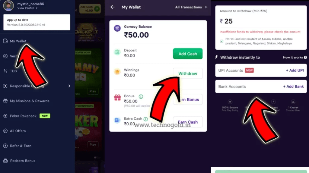withdraw money step by step