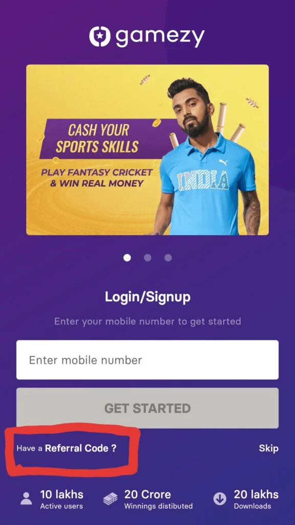 Gamezy login/signup